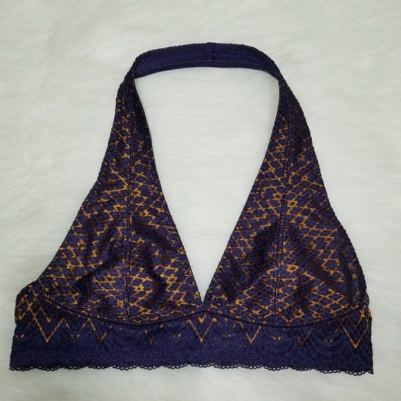 Free People Sinking Ships Lace Halter Bra Purple S - Picture 3 of 6